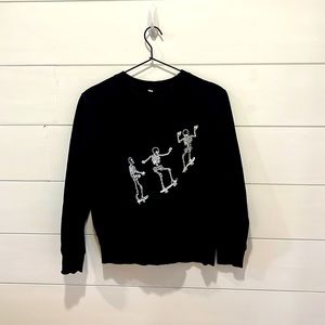 Black skeletons riding skateboards sweatshirt